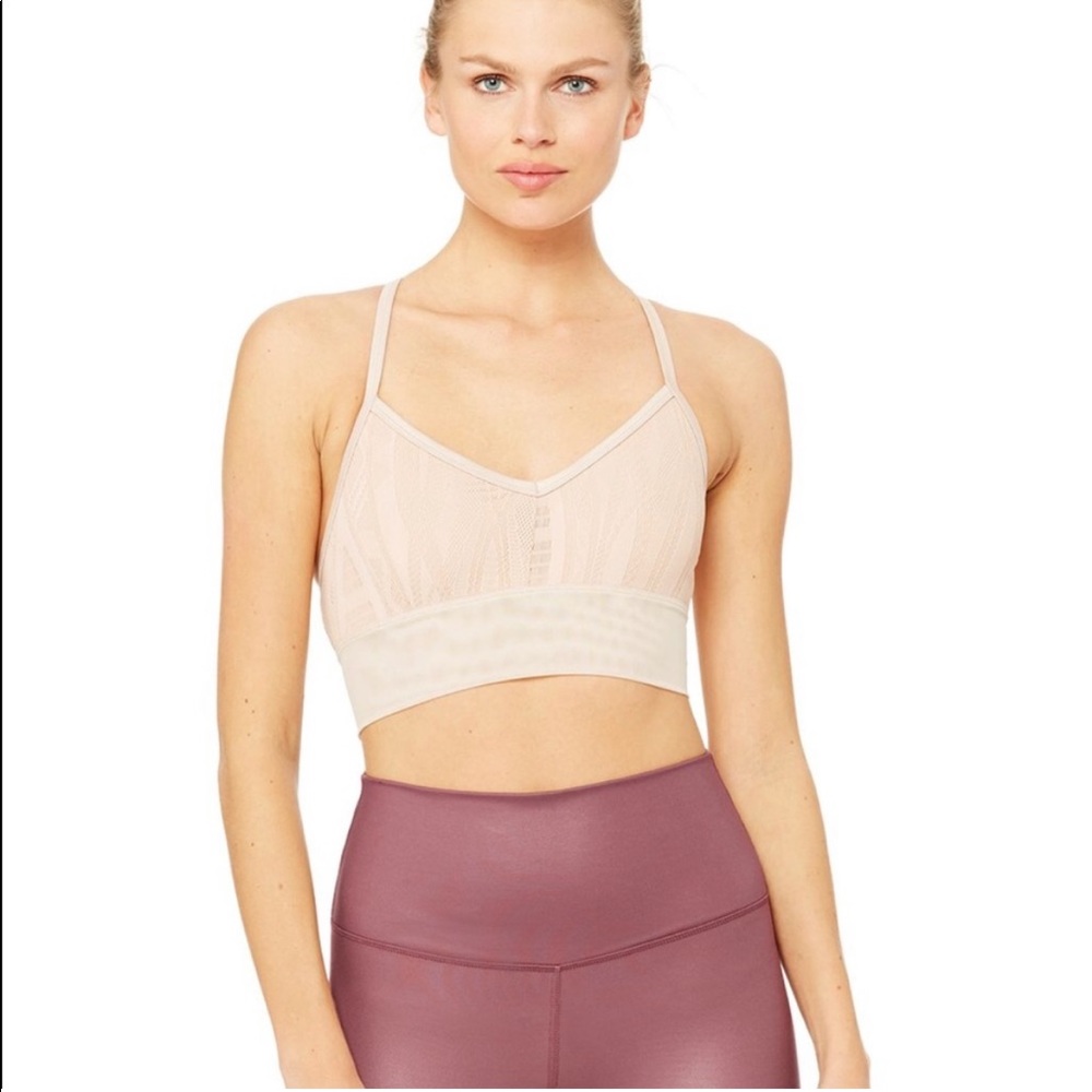 ALO Yoga Blush Pink Lace-Detail Bralette - Picture 2 of 6